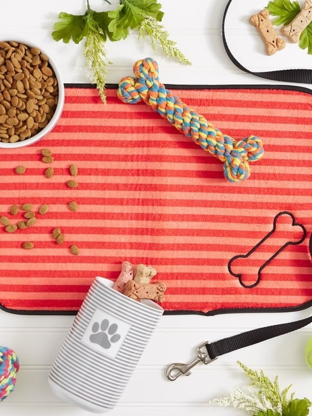 Bone Dry Red Striped Ultra Absorbent Embroidered Pet Mat Small - 12"X18" New